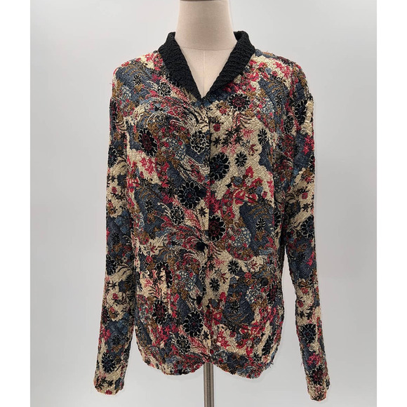 Tania Nardi Multicolored Crinkle Reversible Quilted Jacket- M - Picture 1 of 12